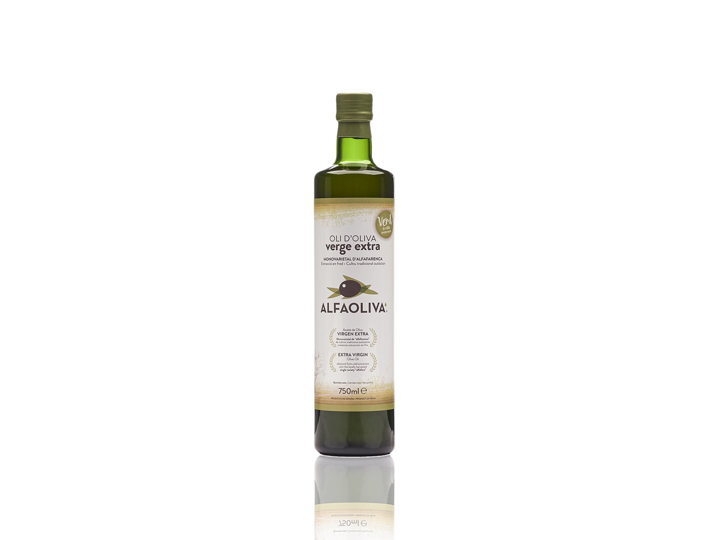 Aceite de Oliva Virgen Extra VERDE – 750ml – Monovarietal de Alfafarenca – Recolección aceituna en verde
