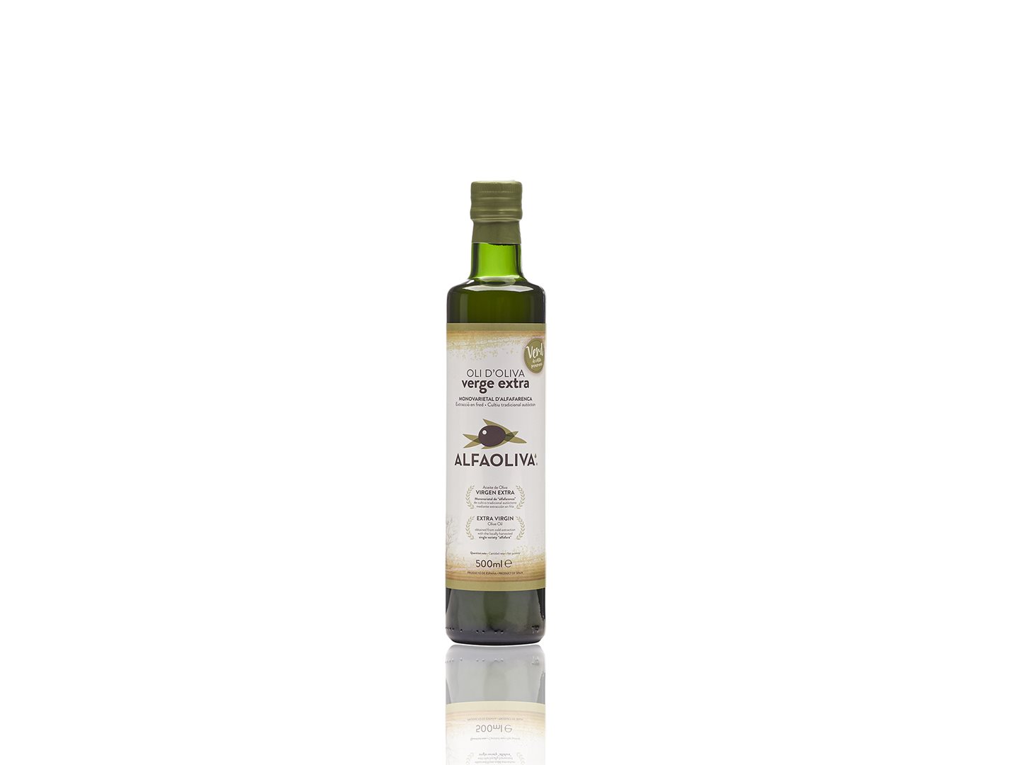 Aceite de Oliva Virgen Extra VERDE – 500ml – Monovarietal de Alfafarenca – Recolección aceituna en verde